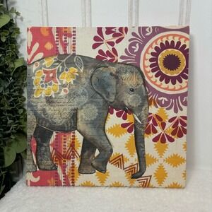 Canvas Wall Art Elephant Boho Floral Print Ethnic‎ Design 12 x 12